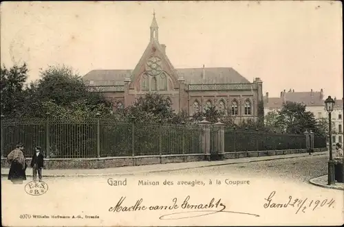 Ak Gand Gent Ostflandern, Maison des aveugles, a la Coupure