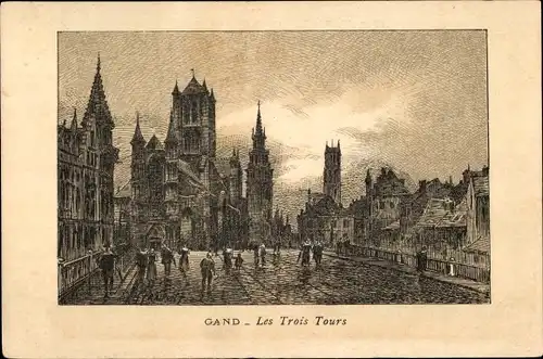 Künstler Ak Gand Gent Ostflandern, Les Trois Tours