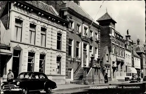 Ak Oudenbosch Nordbrabant, Markt, Rathaus, Auto