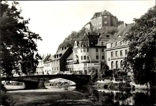 Ak Greiz in Thüringen, Brücke, Kreissparkasse, Konsum Gaststätte