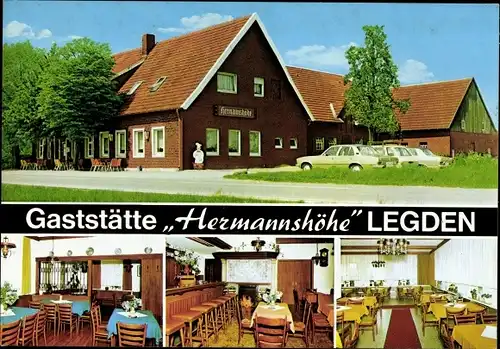 Ak Legden im Münsterland Westfalen, Gaststätte Hermannshöhe, Außenansicht, Innenansichten