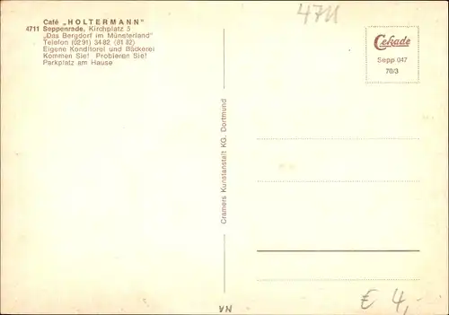 Ak Seppenrade Lüdinghausen Münsterland, Cafe Holtermann, Inneres
