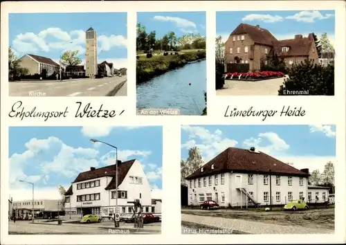 Ak Wietze in der Lüneburger Heide, Rathaus, Ehrenmal, Kirche, Haus Himmelsthür