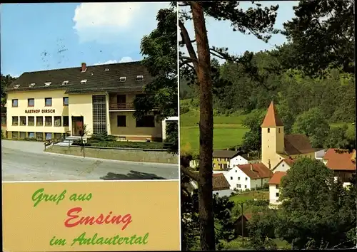 Ak Emsing Titting in Bayern, Gasthof Dirsch, Teilansicht vom Ort, Kirche