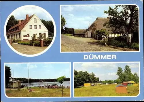 Ak Dümmer Mecklenburg, Ferienheim Forstwirtschaftsbetrieb Hagenow, Bauernhäuser, Freibad, Zeltplatz