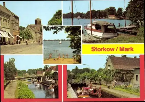 Ak Storkow in der Mark, Altstadt, Storkower See, Kanal, Schleuse