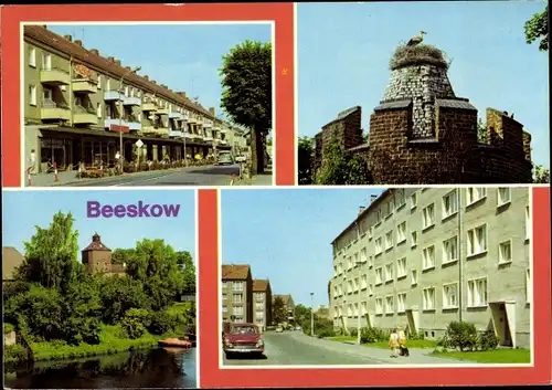 Ak Beeskow in der Mark, Breite Straße, Pulverturm, Burg, Am Graben