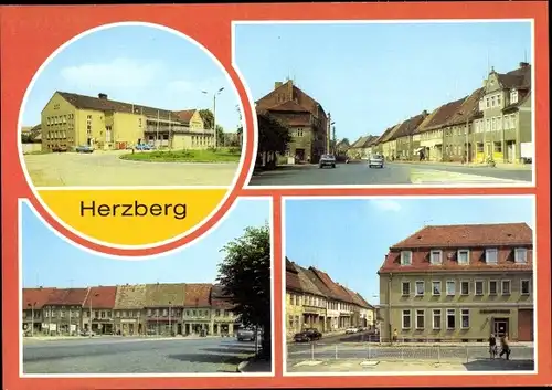 Ak Herzberg an der Elster, Kreiskulturhaus, Torgauer Straße, Karl Marx Platz, Kinderbibliothek