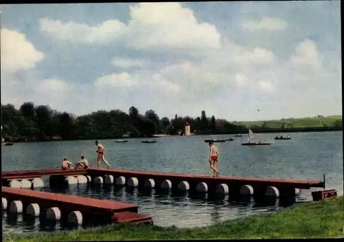 Ak Langenhessen Werdau in Sachsen, Kobertalsperre, Schwimmsteg