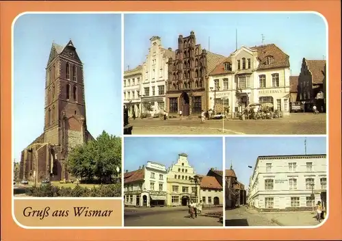 Ak Hansestadt Wismar, St. Marien Kirche, Markt, Löwenapotheke, Kulturhaus der MTW