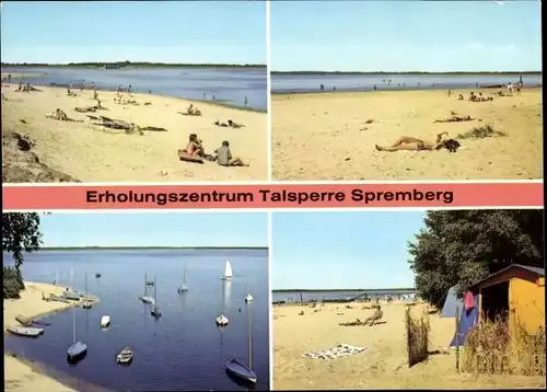 Ak Spremberg in der Lausitz, Erholungszentrum Talsperre, Strandbad, Zelt, Segelboot