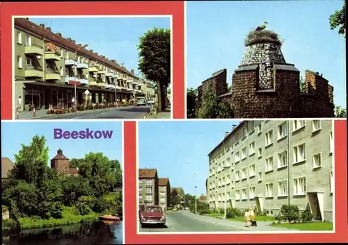 Ak Beeskow in der Mark, Graben, Breite Straße, Pulverturm, Burg