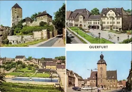 Ak Querfurt im Saalekreis, Bad, Rathaus, Südeingang zur Burg, Am Dreieck