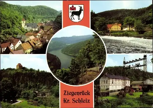 Ak Ziegenrück an der Saale Thüringen, Fluss, Schloss, Wasserkraftmuseum