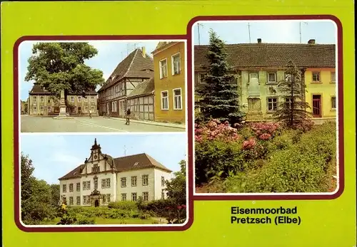 Ak Pretzsch an der Elbe Bad Schmiedeberg, Markt, Kinerheim Adolf Reichewein, Stadtbibliothek