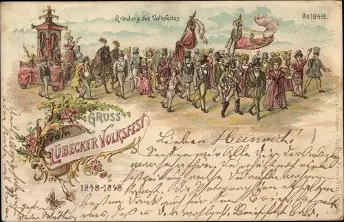 Litho Lübeck in Schleswig Holstein, Volksfest, Gründung Ad. 1848