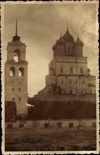 Ak Pleskau Pskow Russland, Kathedrale, Glockenturm