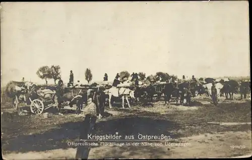 Ak Tschechowo Uderwangen Ostpreußen, Kriegsbilder, Ostpreußische Kriegsflüchtlinge