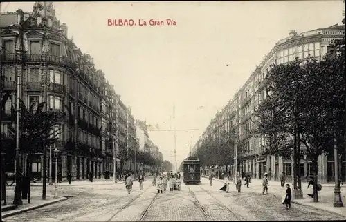 Ak Bilbao Baskenland, Gran Via, Straßenbahn