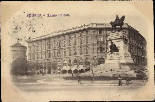 Ak Milano Mailand Lombardia, Largo Cairoli, Monumento a Giuseppe Garibaldi