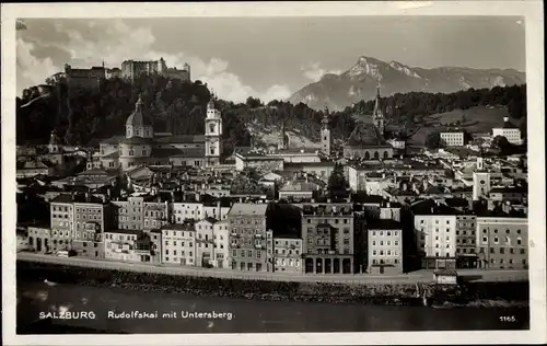 Ak Salzburg, Rudolfskai mit Untersberg