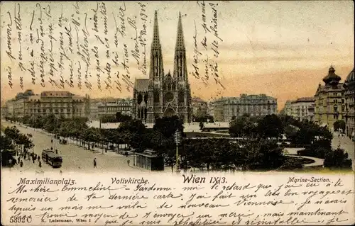 Ak Wien 9 Alsergrund Österreich, Votivkirche, Marine Sektion, Maximilianplatz