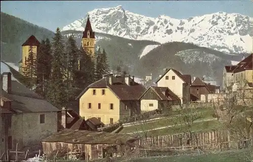 Ak Eisenerz Steiermark, Teilansicht, Kaiserschild