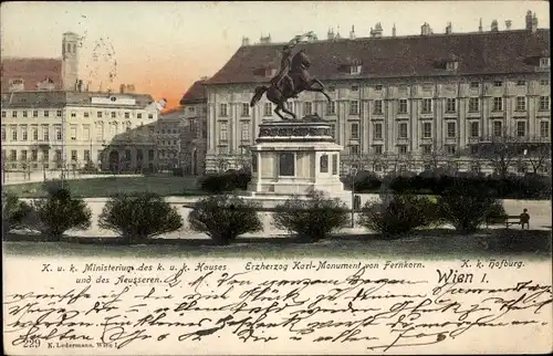 Ak Wien 1 Innere Stadt, Erzherzog Karl Monument von Fernkorn