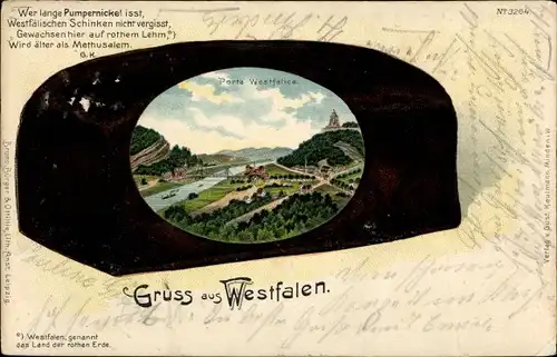 Passepartout Litho Porta Westfalica in Westfalen, Pumpernickel