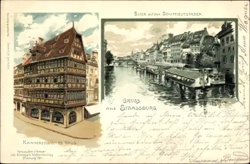 Litho Straßburg Elsass Bas Rhin, Kammerzell'sches Haus, Schiffleutstaden