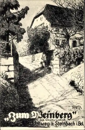 Künstler Ak Umweg Steinbach Baden Baden, Zum Weinberg
