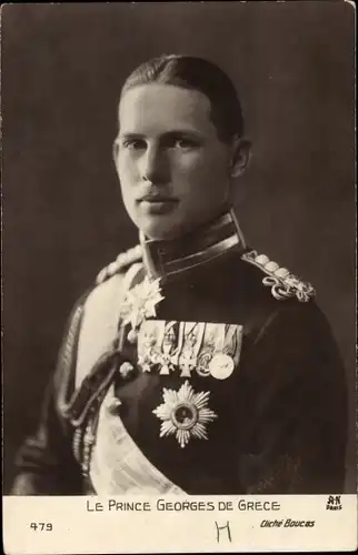 Ak Le Prince Georges de Grece, Prinz Georg von Griechenland, Portrait in Uniform, Orden