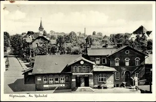 Ak Algermissen in Niedersachsen, Bahnhof, Kirche