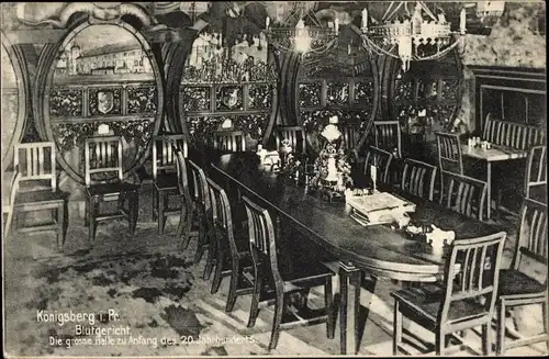 Ak Kaliningrad Königsberg Ostpreußen, Blutgericht, historisches Weinrestaurant, große Halle