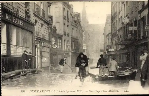 Ak Paris V., Überschwemmungen 1910, Rescue Place Maubert