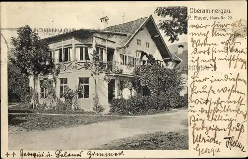 Ak Oberammergau in Oberbayern, Gasthaus, Haus Nr. 72