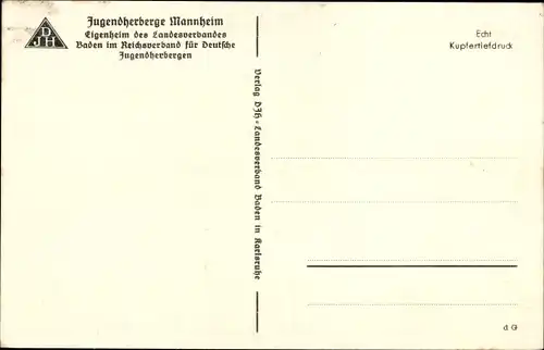 Ak Mannheim in Baden Württemberg, Jugendherberge