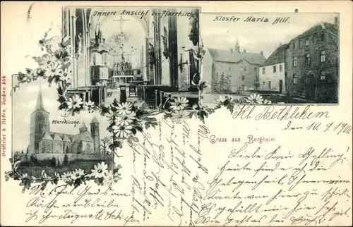 Ak Bergheim an der Erft, Kloster Maria Hilf, Pfarrkirche, Innere Ansicht