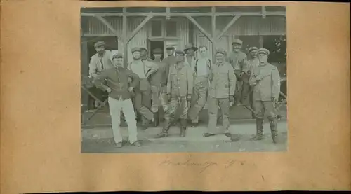 Foto 1906, Okahandja Namibia Deutsch Südwestafrika, Schutztruppler, Bahnpersonal