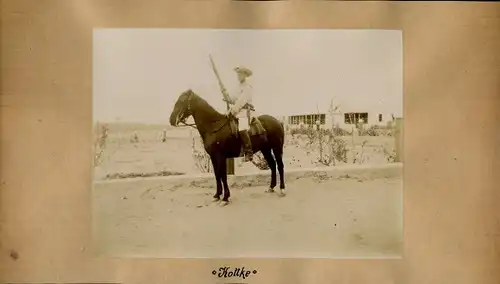 Foto 1906, Okasise Namibia Deutsch Südwestafrika, Zugführer Karl Kottke zu Pferd