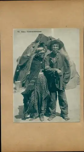 Foto 1906, Namibia Deutsch Südwestafrika, Altes Hottentottenpaar