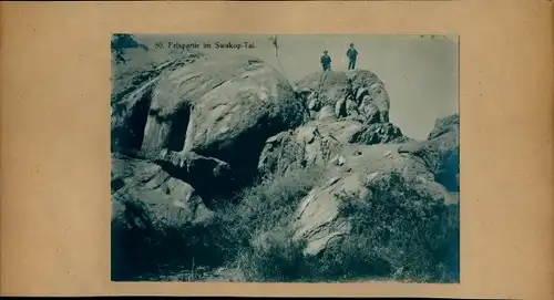 Foto 1906, Namibia Deutsch Südwestafrika, Felspartie im Swakop-Tal