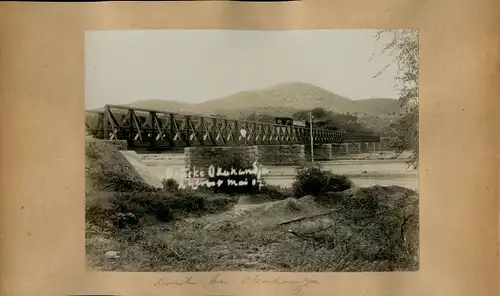 Foto 1906, Okahandja Namibia Deutsch Südwestafrika, Eisenbahn, Brücke