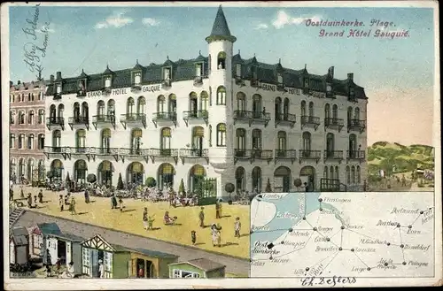 Landkarten Ak Oostduinkerke Koksijde Westflandern, Plage, Grand Hotel Gauquié