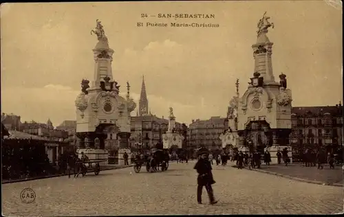 Ak Donostia San Sebastian Baskenland, El Puente Maria Christina