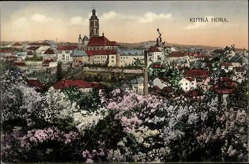 Ak Kutná Hora Kuttenberg Mittelböhmen, Panorama, Baumblüte