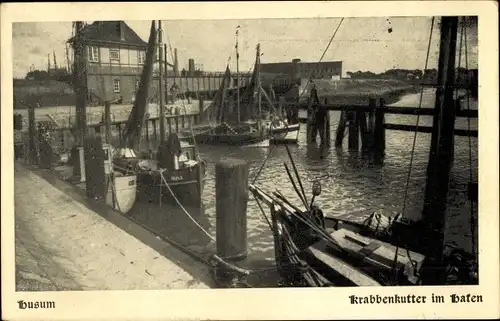 Ak Husum in Nordfriesland, Krabbenkutter im Hafen