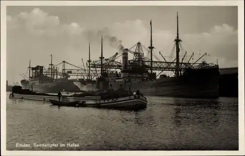 Ak Emden in Ostfriesland, Hafen, Seedampfer