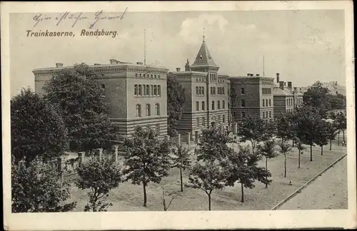 Ak Rendsburg in Schleswig Holstein, Trainkaserne