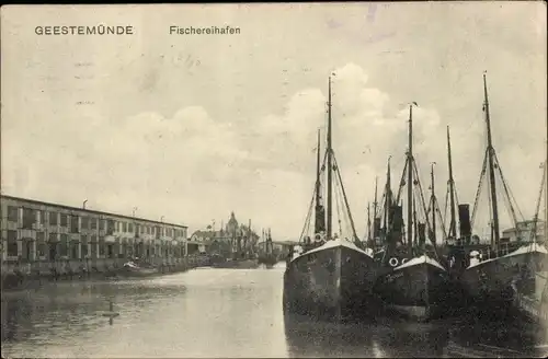 Ak Geestemünde Bremerhaven, Fischereihafen, Boote